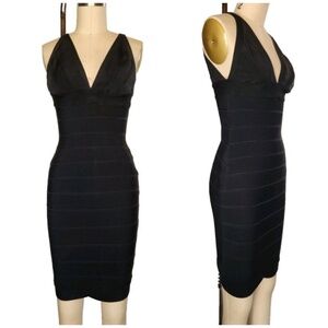 Herve Leger Black Bandage Bodycon Mini Dress Women's Sexy Cocktail Size XS - S